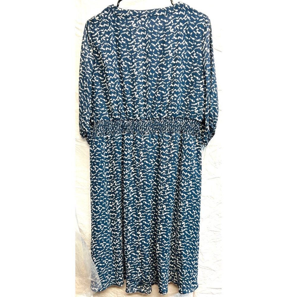 BloomChic Womens Blue & White Abstract Print Dress V-Neck Side PocketsUS 12 - Picture 2 of 3